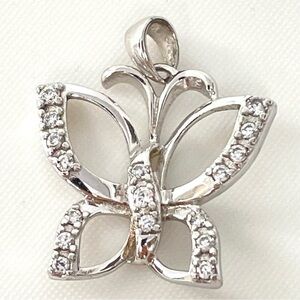 Silver 925 Crystal Butterfly Pendant Sterling